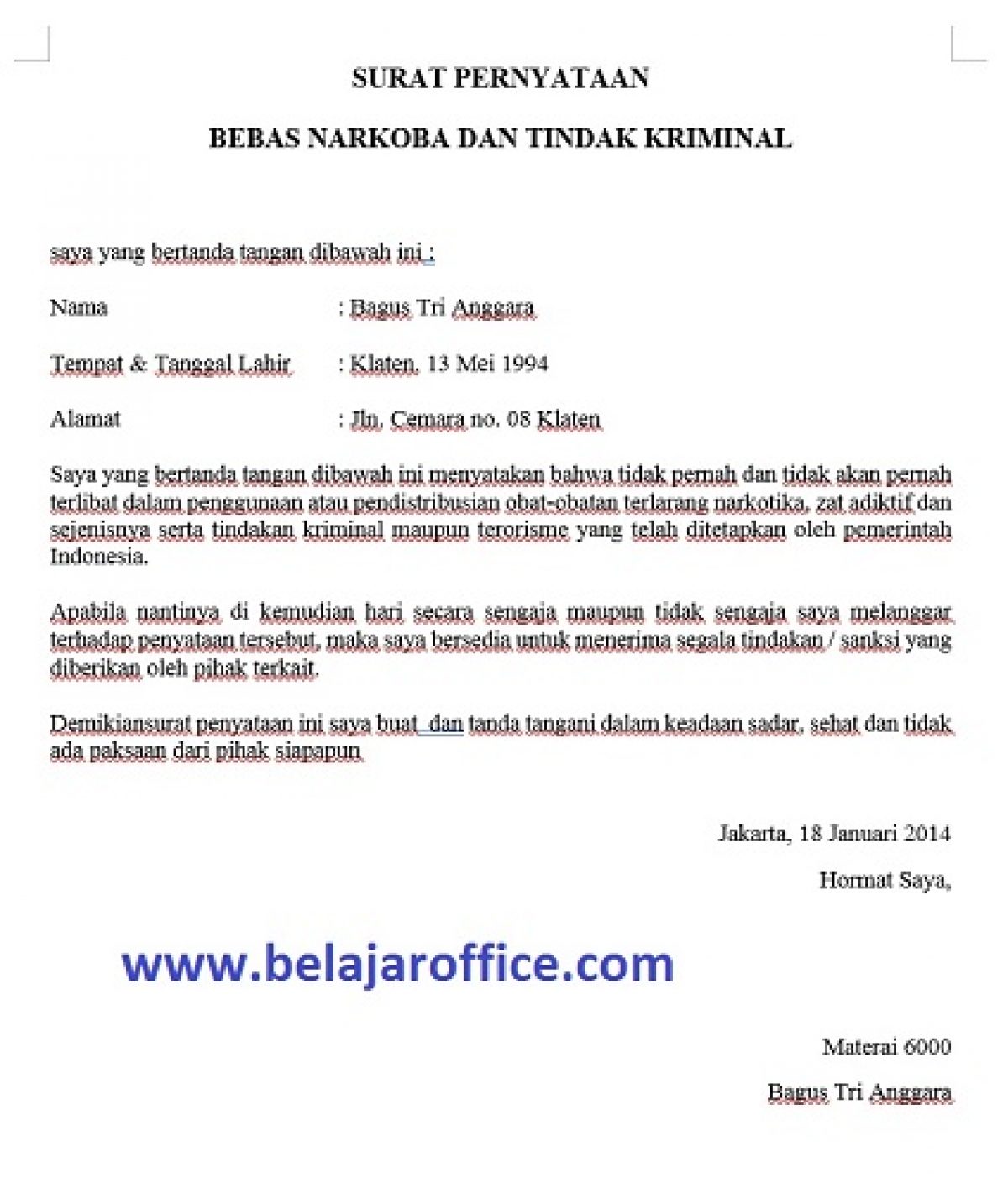 Detail Contoh Surat Keterangan Saksi Nomer 49