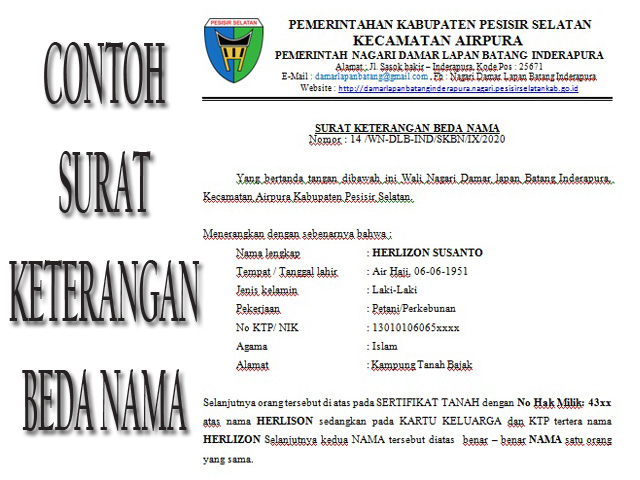 Detail Contoh Surat Keterangan Salah Nama Nomer 25