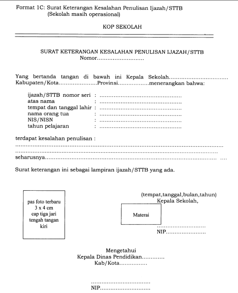 Detail Contoh Surat Keterangan Salah Penulisan Ijazah Nomer 3