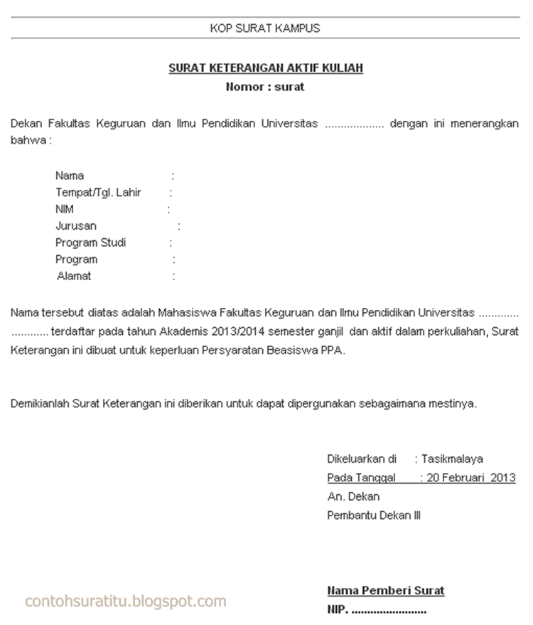 Detail Contoh Surat Keterangan Sebagai Mahasiswa Aktif Nomer 36