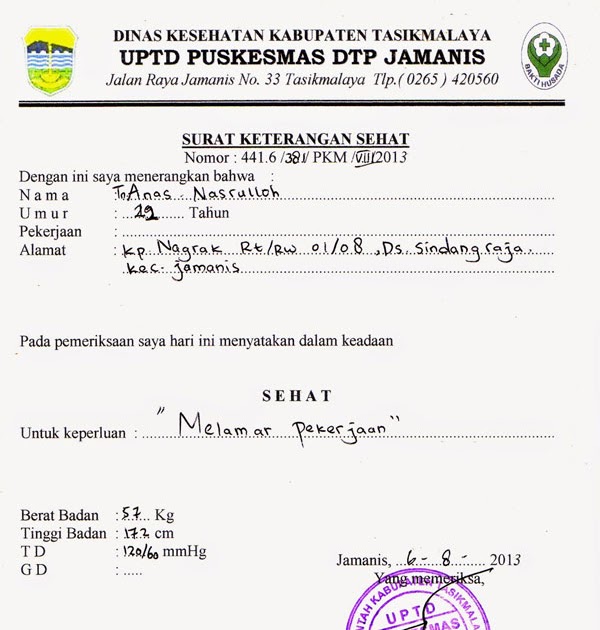 Detail Contoh Surat Keterangan Sehat Dari Puskesmas Nomer 27