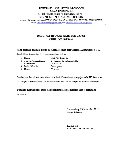 Detail Contoh Surat Keterangan Siswa Aktif Nomer 5