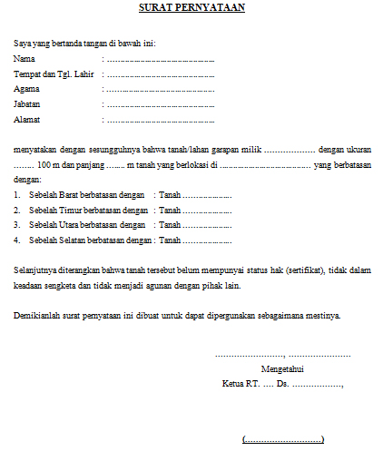 Detail Contoh Surat Keterangan Tanah Tidak Sengketa Dari Desa Nomer 13