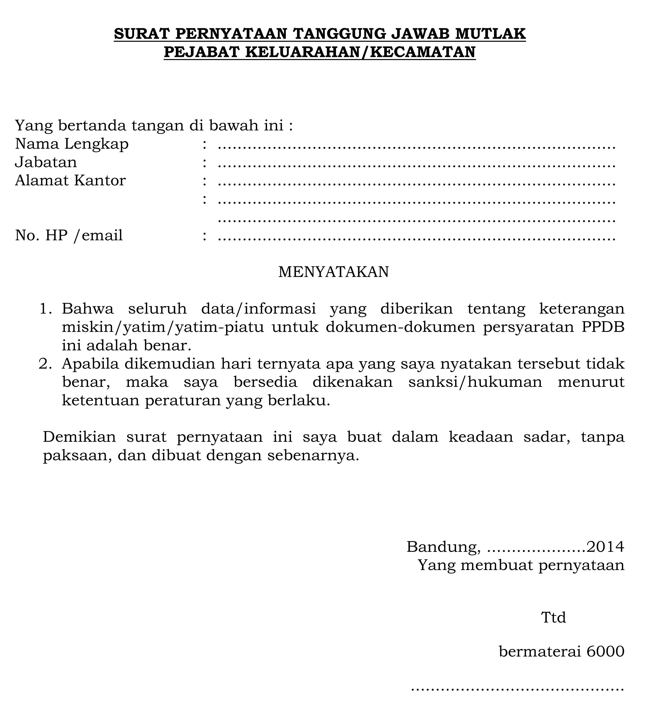 Detail Contoh Surat Keterangan Tanggungjawab Mutlak Dari Orang Tua Nomer 18