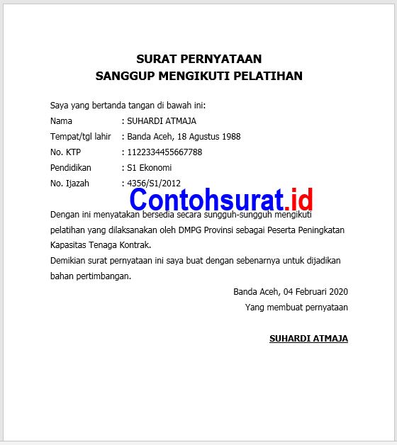 Detail Contoh Surat Keterangan Telah Mengikuti Pelatihan Nomer 30