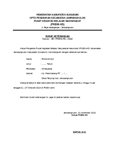 Detail Contoh Surat Keterangan Telah Mengikuti Pelatihan Nomer 35