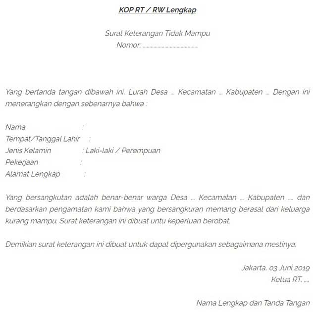 Detail Contoh Surat Keterangan Tidak Mampu Dari Rt Nomer 38