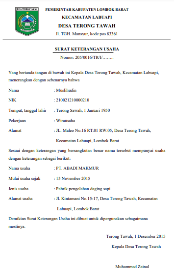Detail Contoh Surat Keterangan Usaha Dari Rt Nomer 29