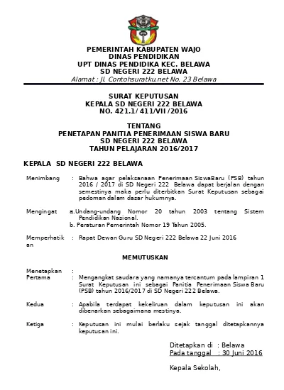 Download Contoh Surat Ketetapan Nomer 39