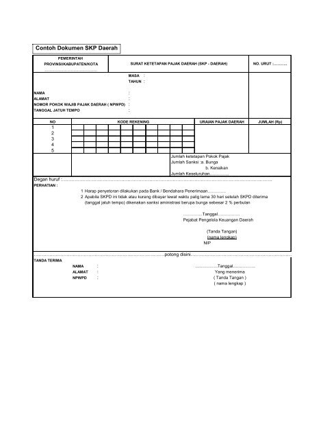 Detail Contoh Surat Ketetapan Retribusi Daerah Nomer 7