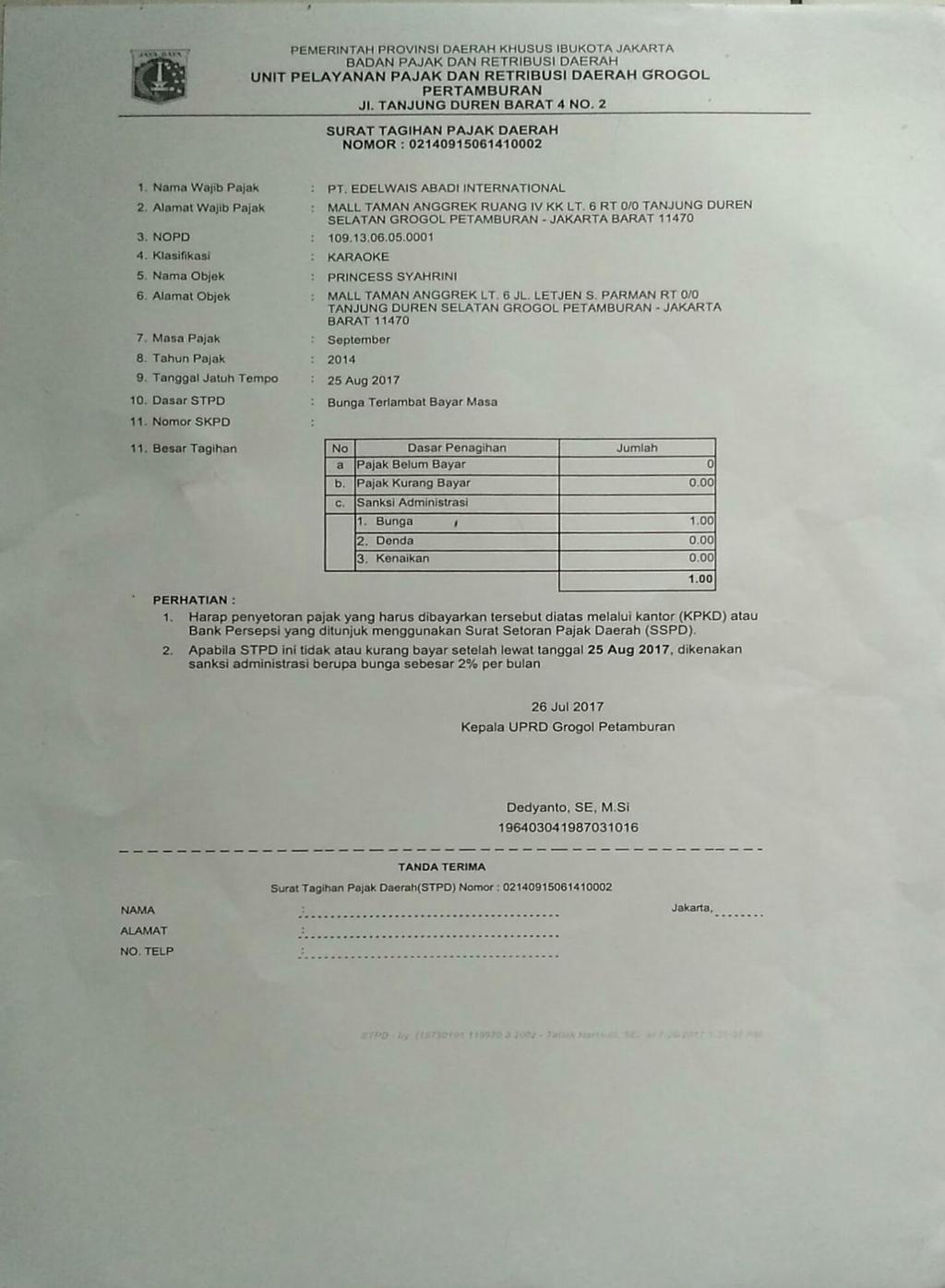 Detail Contoh Surat Ketetapan Retribusi Daerah Nomer 13