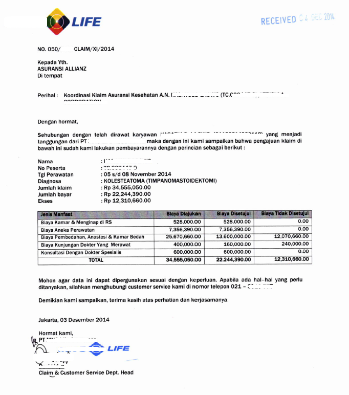 Detail Contoh Surat Klaim Asuransi Mobil Nomer 5