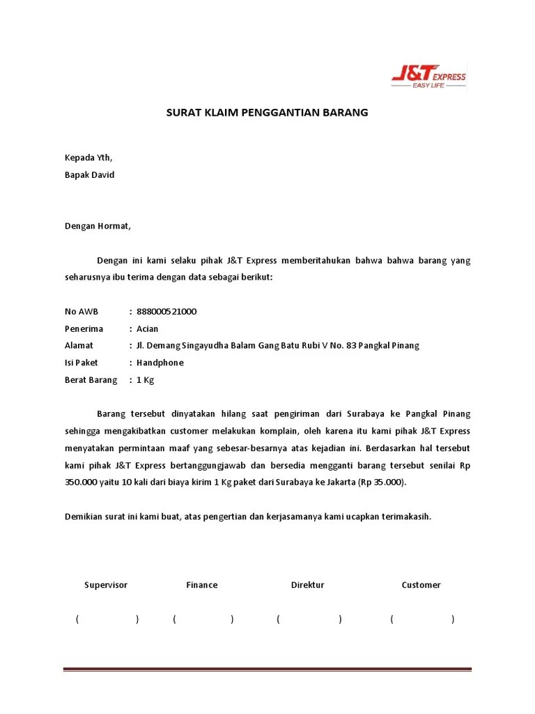 Detail Contoh Surat Klaim Asuransi Mobil Nomer 6