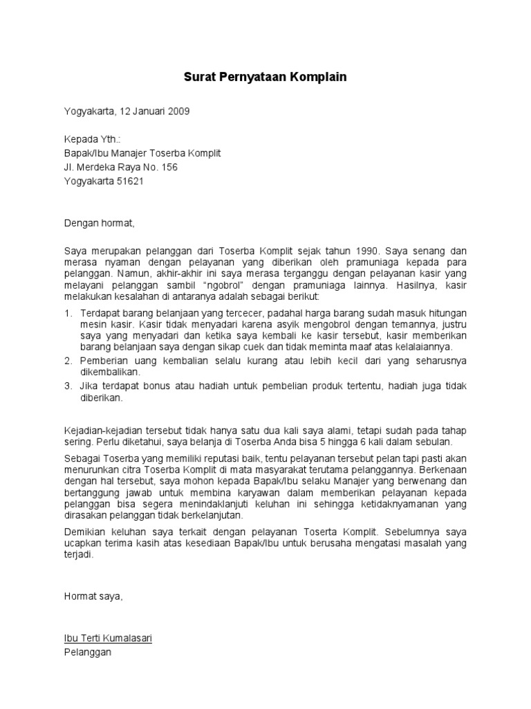 Contoh Surat Komplain Ke Developer Perumahan - KibrisPDR