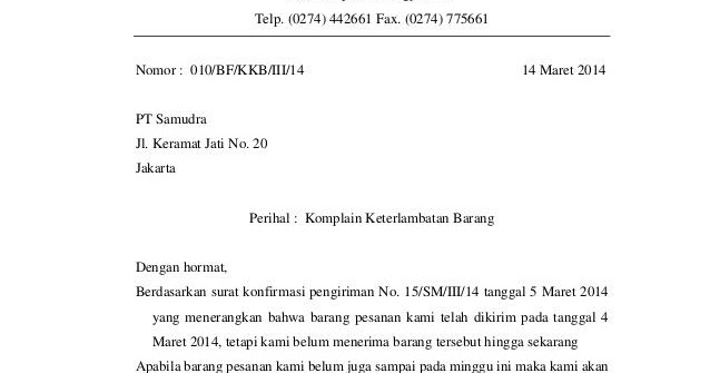 Detail Contoh Surat Komplain Keterlambatan Pengiriman Barang Nomer 12