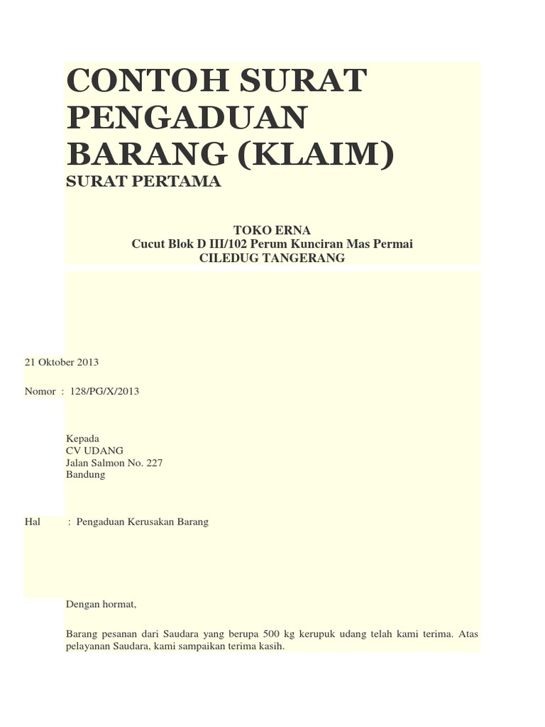 Detail Contoh Surat Komplain Keterlambatan Pengiriman Barang Nomer 25