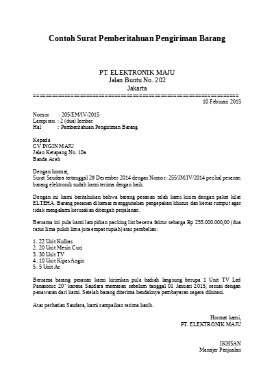 Detail Contoh Surat Komplain Keterlambatan Pengiriman Barang Nomer 42