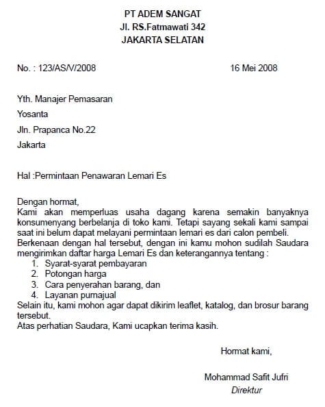 Detail Contoh Surat Komunikasi Bisnis Nomer 3