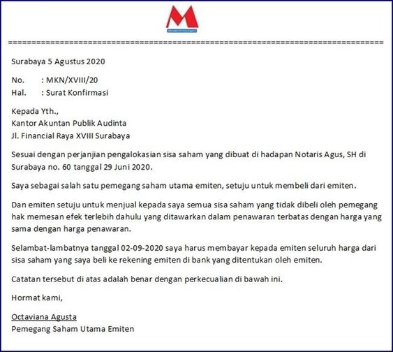 Detail Contoh Surat Konfirmasi Hutang Nomer 11