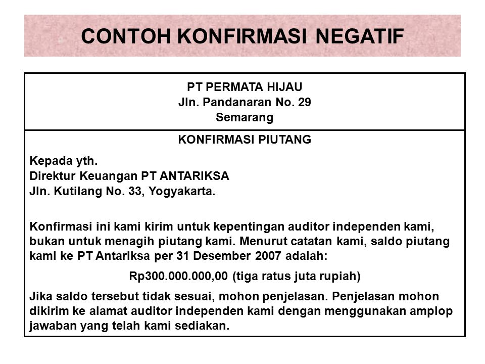 Detail Contoh Surat Konfirmasi Hutang Nomer 24