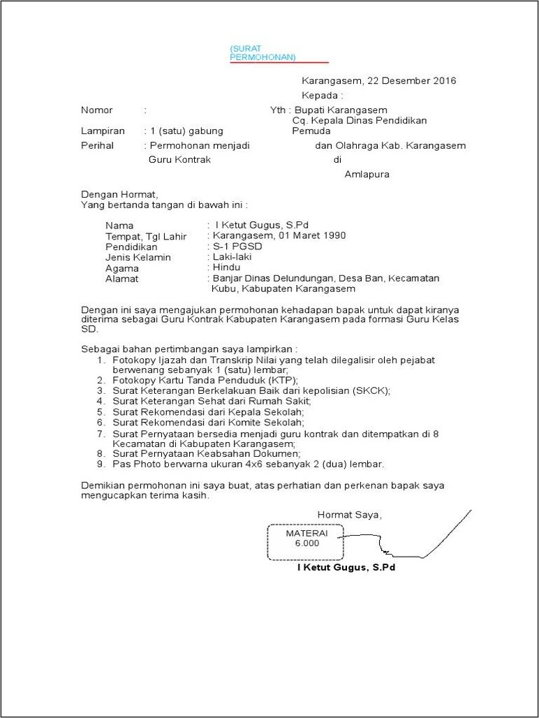 Detail Contoh Surat Kontrak Kerja Guru Nomer 26