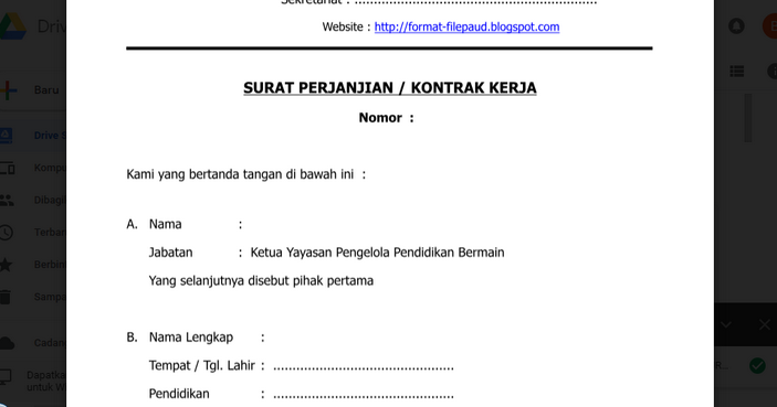 Detail Contoh Surat Kontrak Kerja Guru Nomer 35