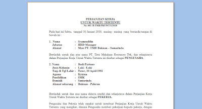 Detail Contoh Surat Kontrak Kerja Karyawan Tetap Nomer 33