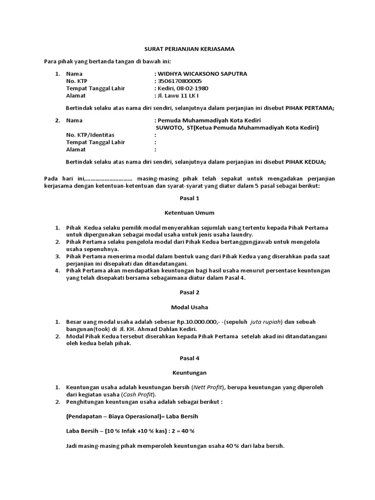 Detail Contoh Surat Kontrak Kerja Sama Nomer 40