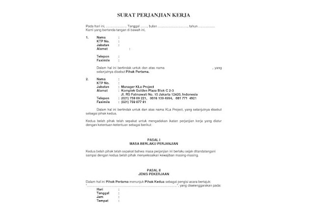 Detail Contoh Surat Kontrak Kerja Sederhana Nomer 41