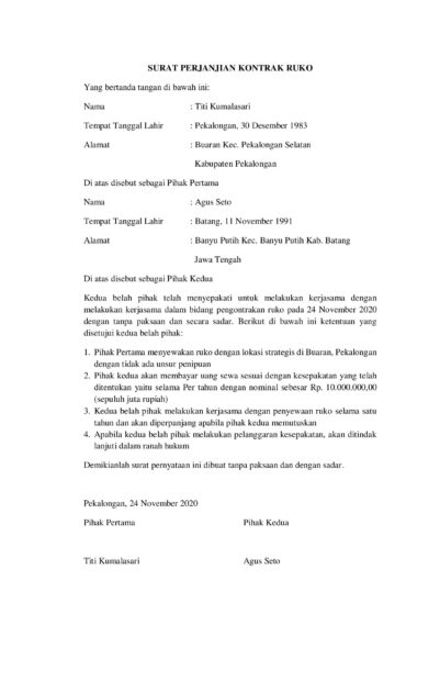 Detail Contoh Surat Kontrak Ruko Nomer 37