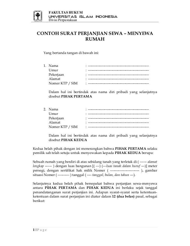 Detail Contoh Surat Kontrak Sewa Nomer 13