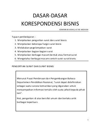 Detail Contoh Surat Korespondensi Bisnis Nomer 32