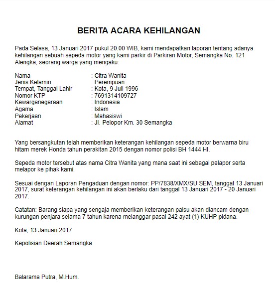 Detail Contoh Surat Kronologi Kejadian Nomer 8