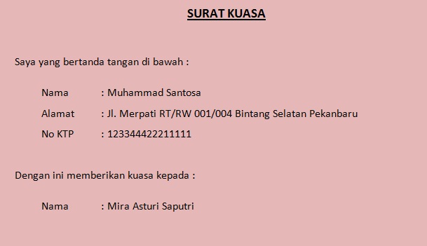 Detail Contoh Surat Kuasa Balik Nama Kendaraan Nomer 36