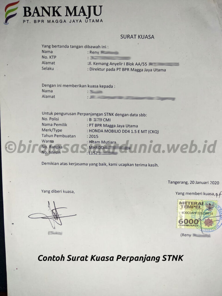 Detail Contoh Surat Kuasa Bayar Pajak Mobil Nomer 24