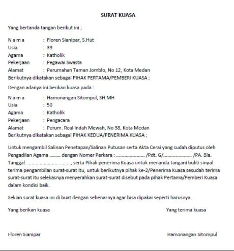 Detail Contoh Surat Kuasa Biasa Nomer 48