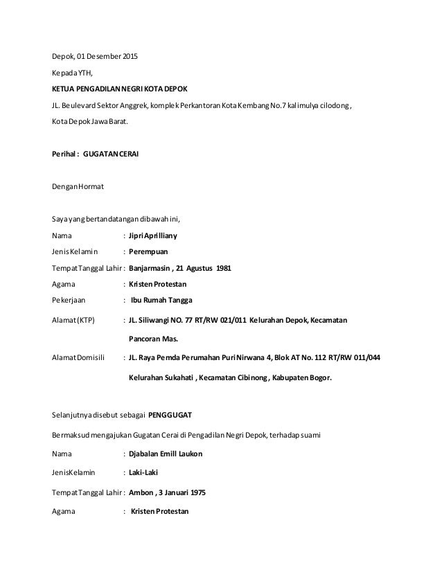 Detail Contoh Surat Kuasa Cerai Talak Nomer 35