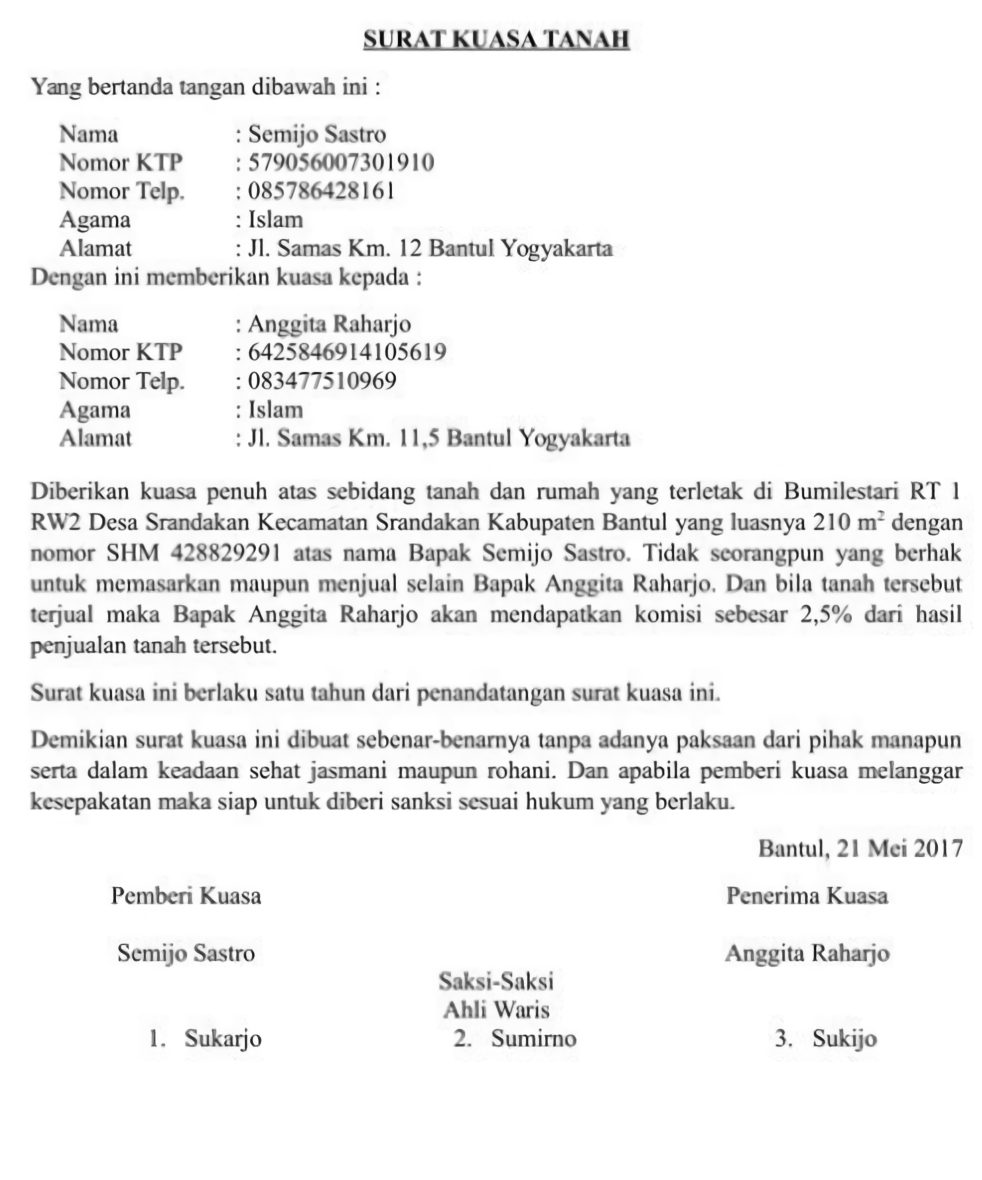 Detail Contoh Surat Kuasa Dibawah Tangan Nomer 50