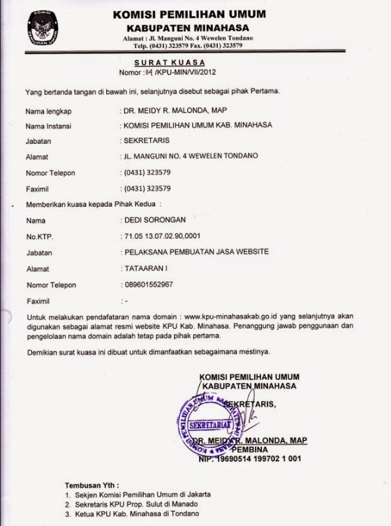 Detail Contoh Surat Kuasa Dinas Nomer 15