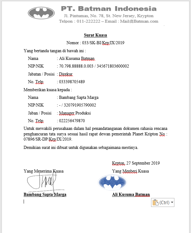 Detail Contoh Surat Kuasa Dinas Nomer 6