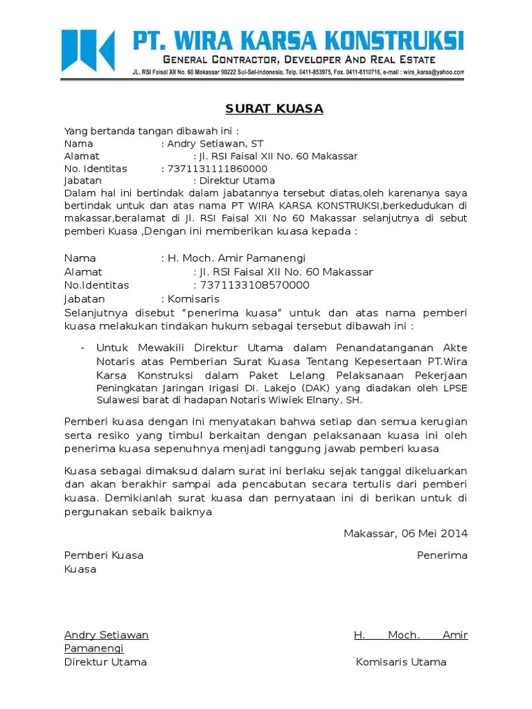 Detail Contoh Surat Kuasa Direksi Nomer 13