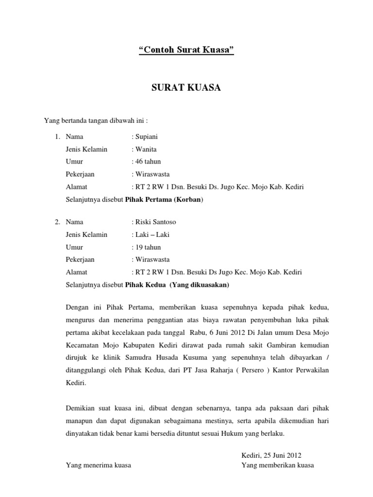 Detail Contoh Surat Kuasa Docx Nomer 17