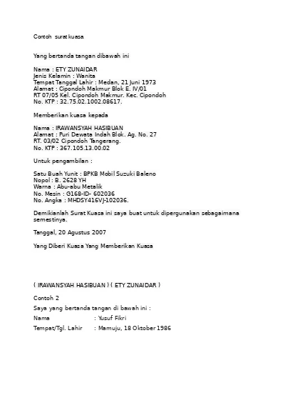 Detail Contoh Surat Kuasa Docx Nomer 35