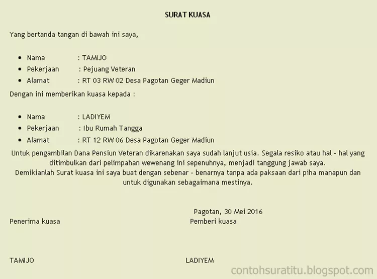 Detail Contoh Surat Kuasa Docx Nomer 53