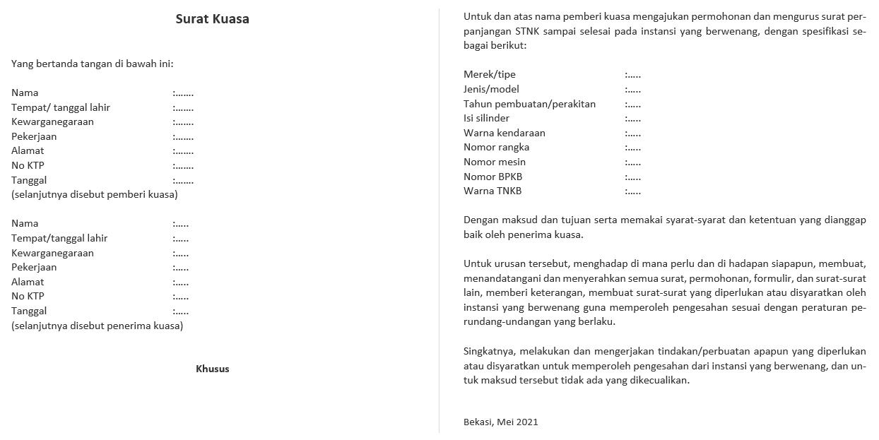 Detail Contoh Surat Kuasa Instansi Nomer 56