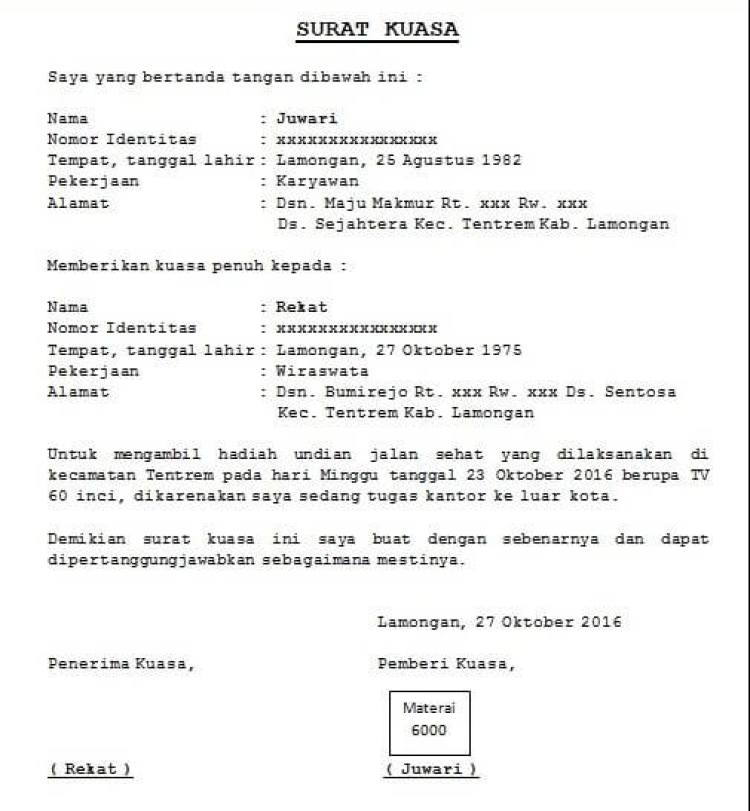 Detail Contoh Surat Kuasa Kedinasan Nomer 19