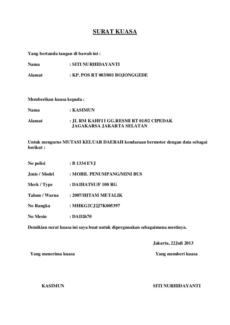 Detail Contoh Surat Kuasa Kehilangan Stnk Nomer 11