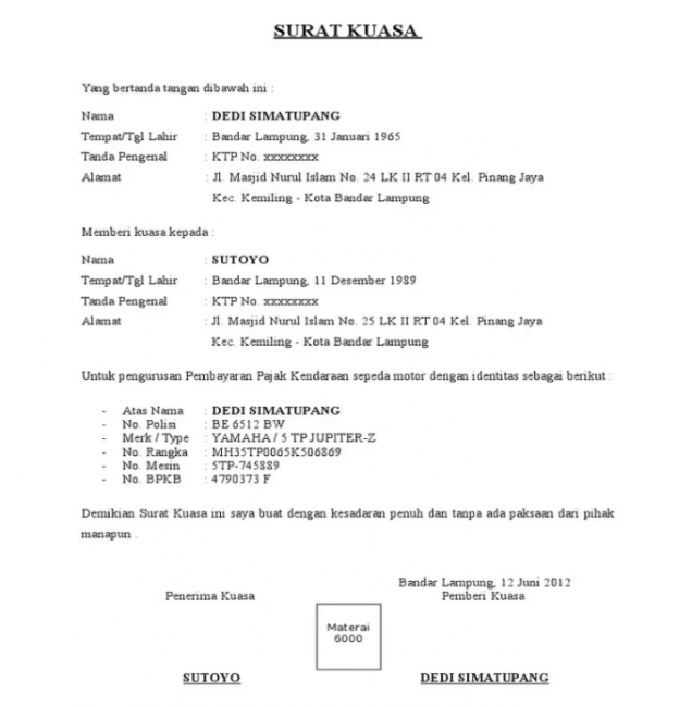 Detail Contoh Surat Kuasa Kehilangan Stnk Nomer 12