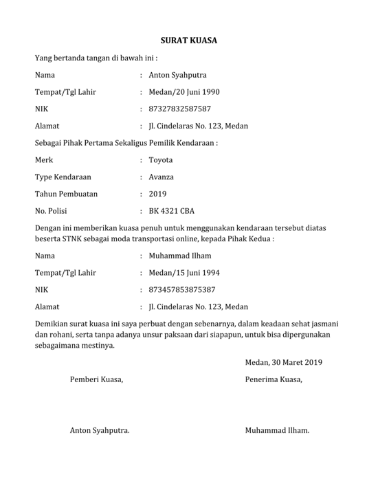 Detail Contoh Surat Kuasa Kehilangan Stnk Nomer 21