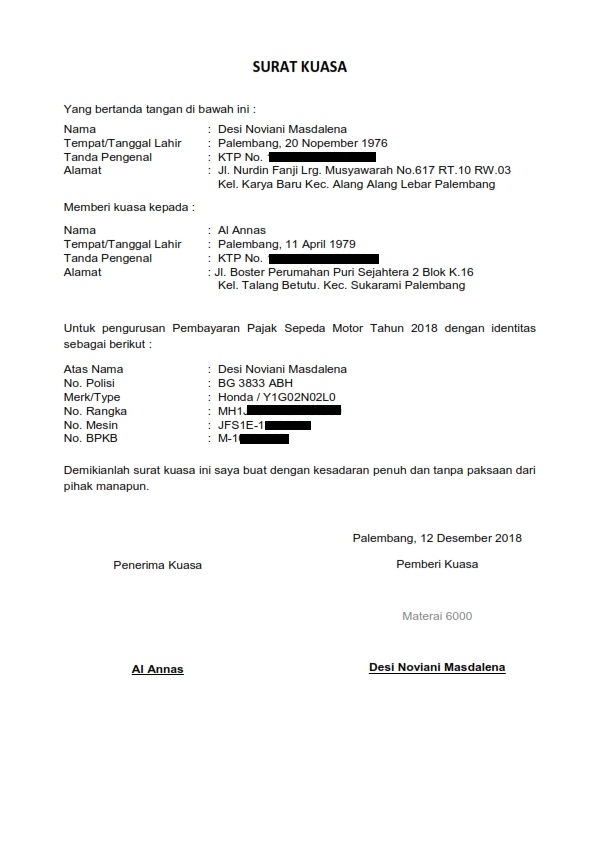 Detail Contoh Surat Kuasa Kehilangan Stnk Nomer 22
